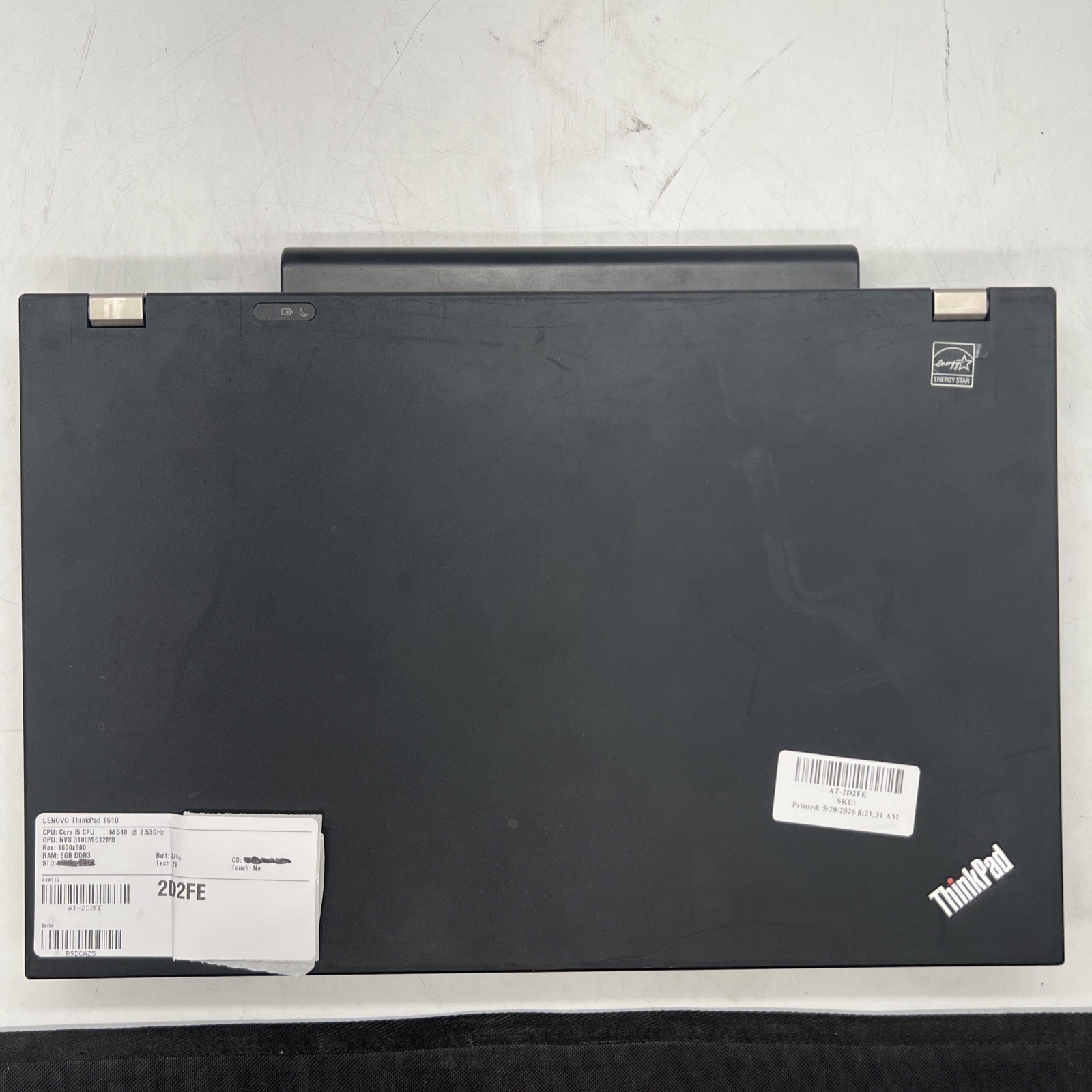 Lenovo ThinkPad T510 Core I5 M540 2.53GHz 6GB RAM NVS 3100M No Drive No OS