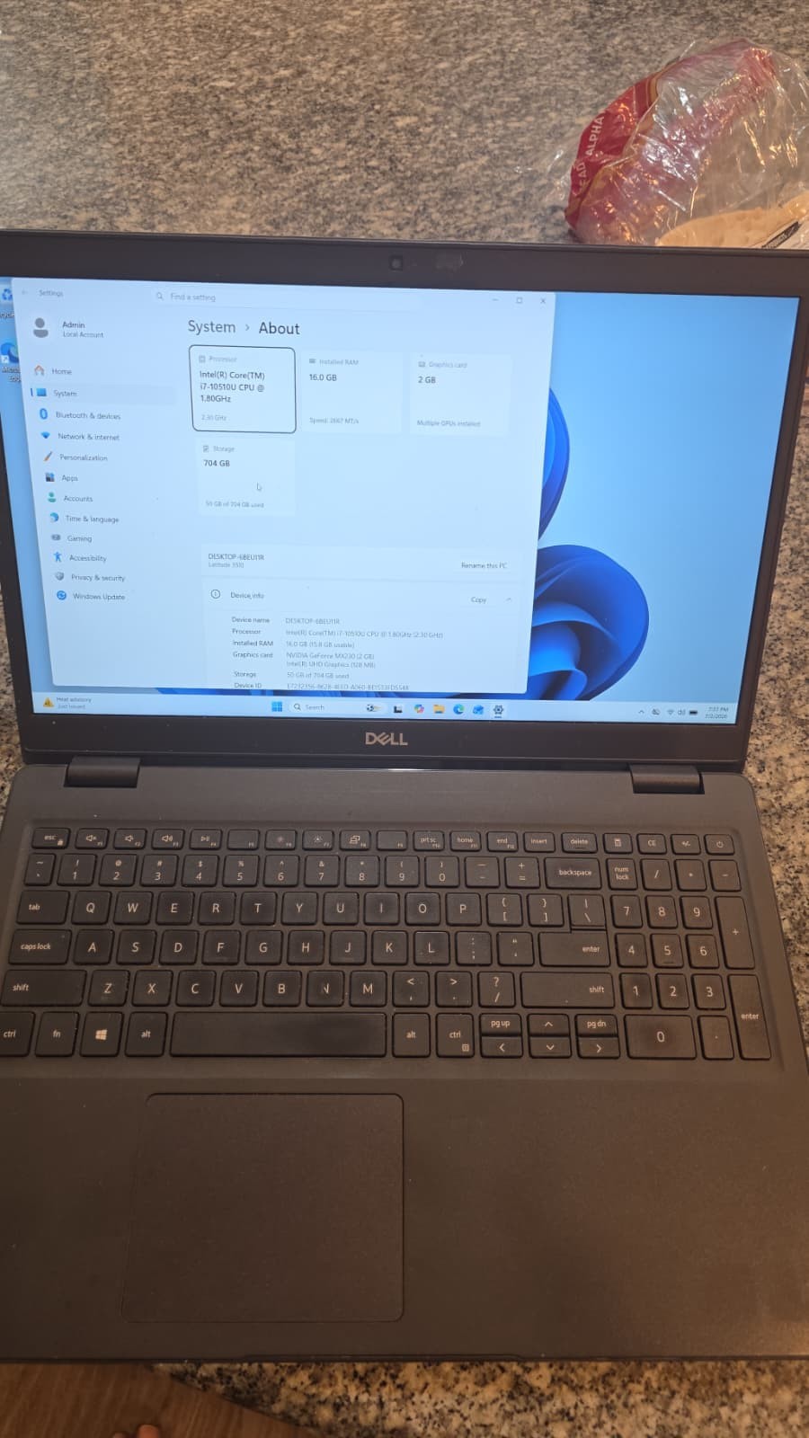 Dell Latitude 3510 15.6″ FHD i7-10510U 16GB 256GB NVme SSD 500GB Sata Win 11 Pro