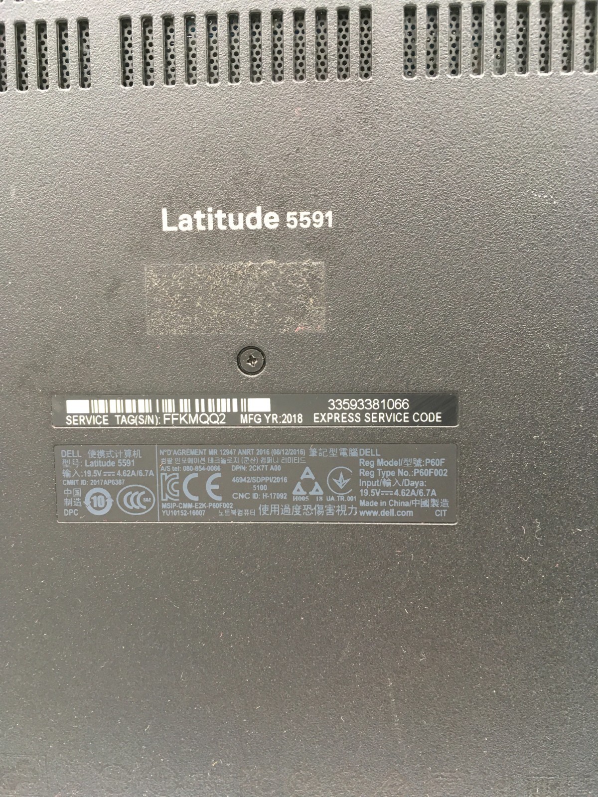 Dell Latitude 5591 15.6″ I5-8400H 8GB DDR4 RAM 128GB HDD 2.50GHz Win11 W/AC RS