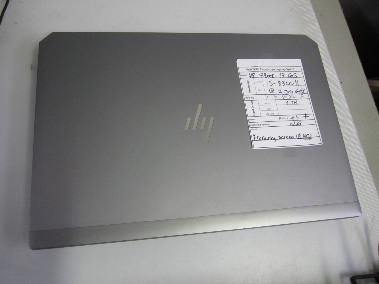 HP ZBook 17 G5 i5-8300H 2.3GHz 16GB/1TB NO OS Laptop + AC READ
