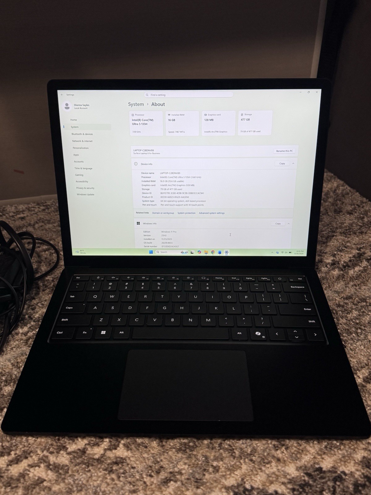 Microsoft Surface Laptop 6 for Business 13.5 2033 Core 5 135H 16Gb Ram 512GB SSD