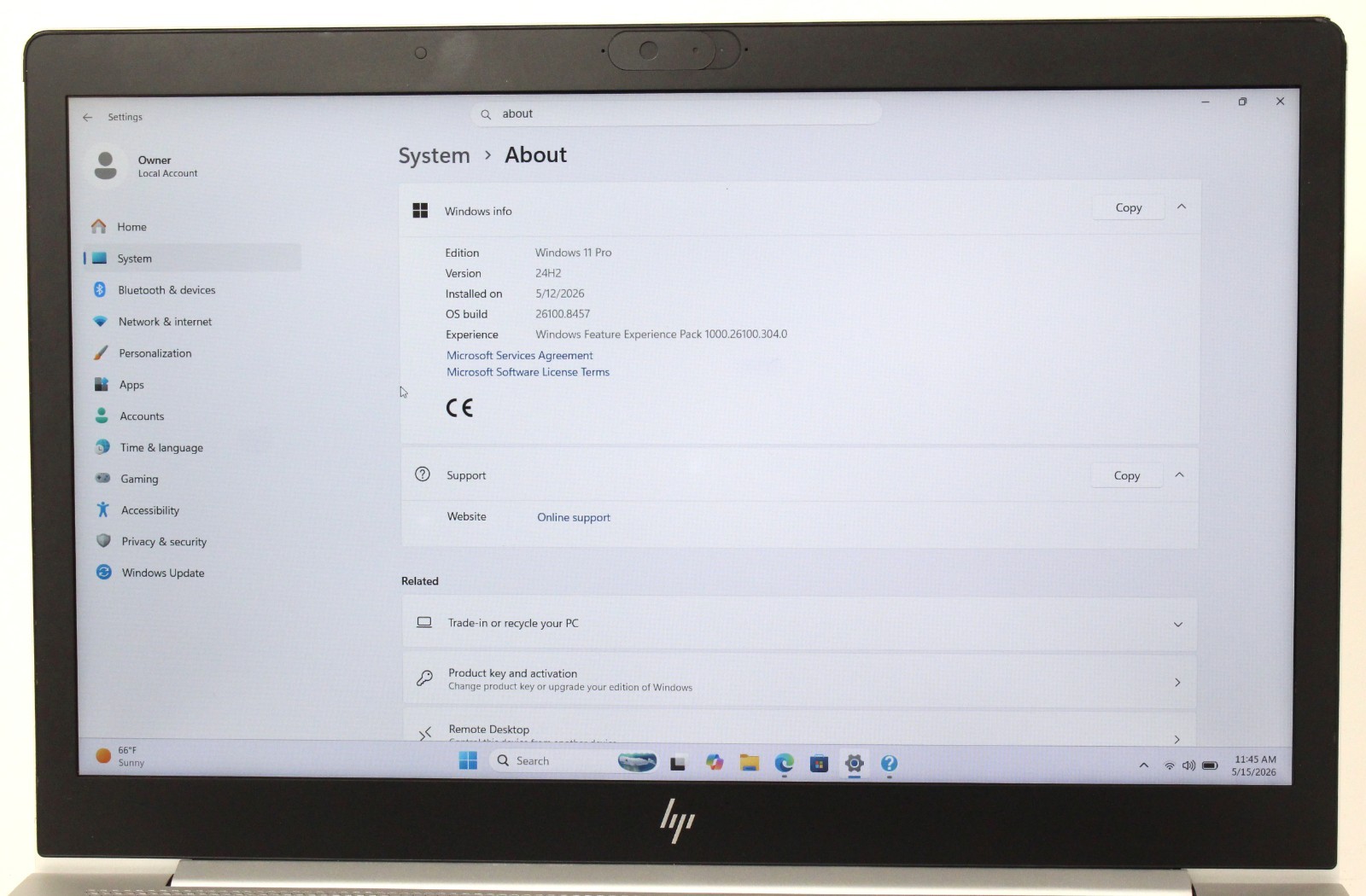 HP Elitebook 850 G6 15.6″ 256GB SSD 8GB RAM Win 11 Pro 1.6GHz i5-8265U; 6181271