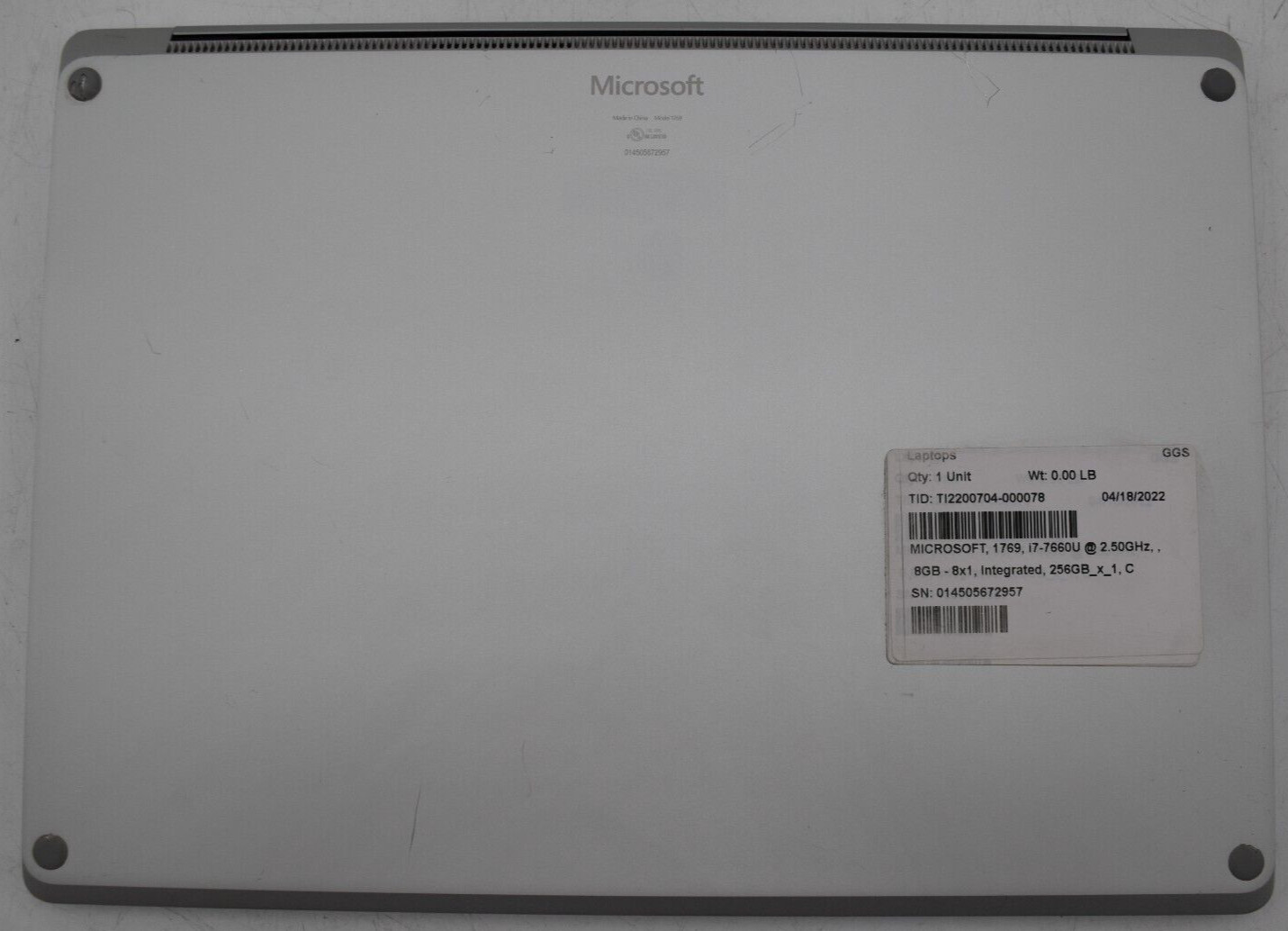 13″ Microsoft Surface 1769 Laptop i7-7660U 2.5GHz 8GB RAM 256GB SSD WIN10 *READ