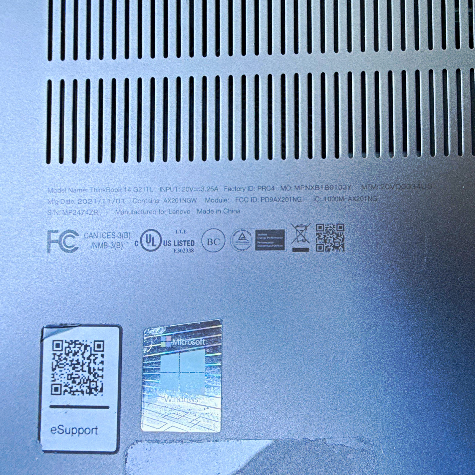 Lenovo ThinkBook 14 G2 ITL i7 16GB 512GB SSD 14″ Win11 Iris Xe Silver