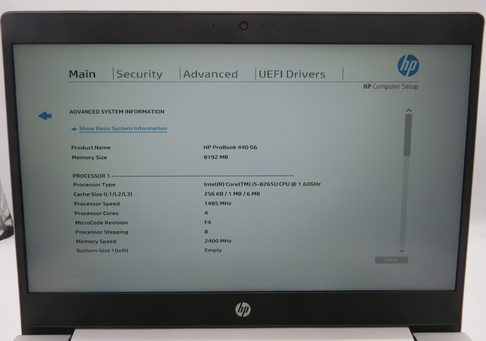 HP ProBook 440 G6 | i5-8265U @ 1.60GHz | 8GB RAM | No SSD/OS/AC