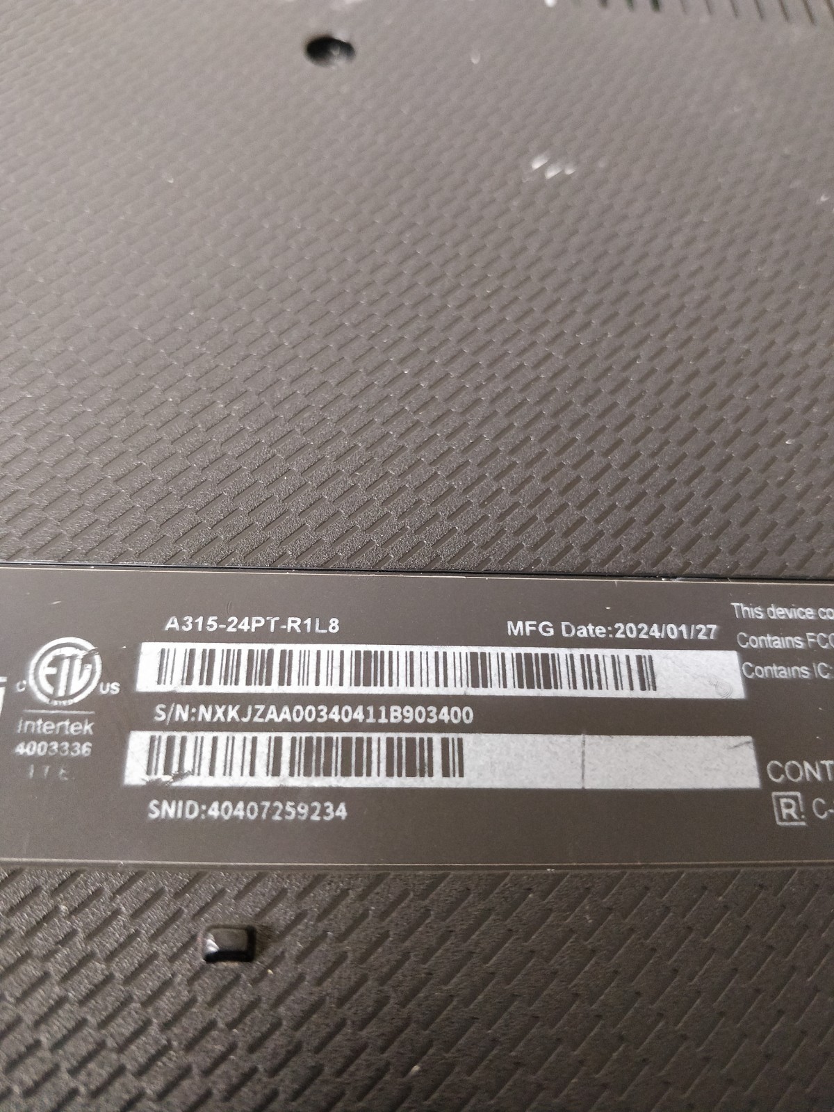 Acer Aspire 3 A315-24PT AMD Ryzen 5-7520U@2.80GHz 8GB RAM NO DRIVE PARTS 9017