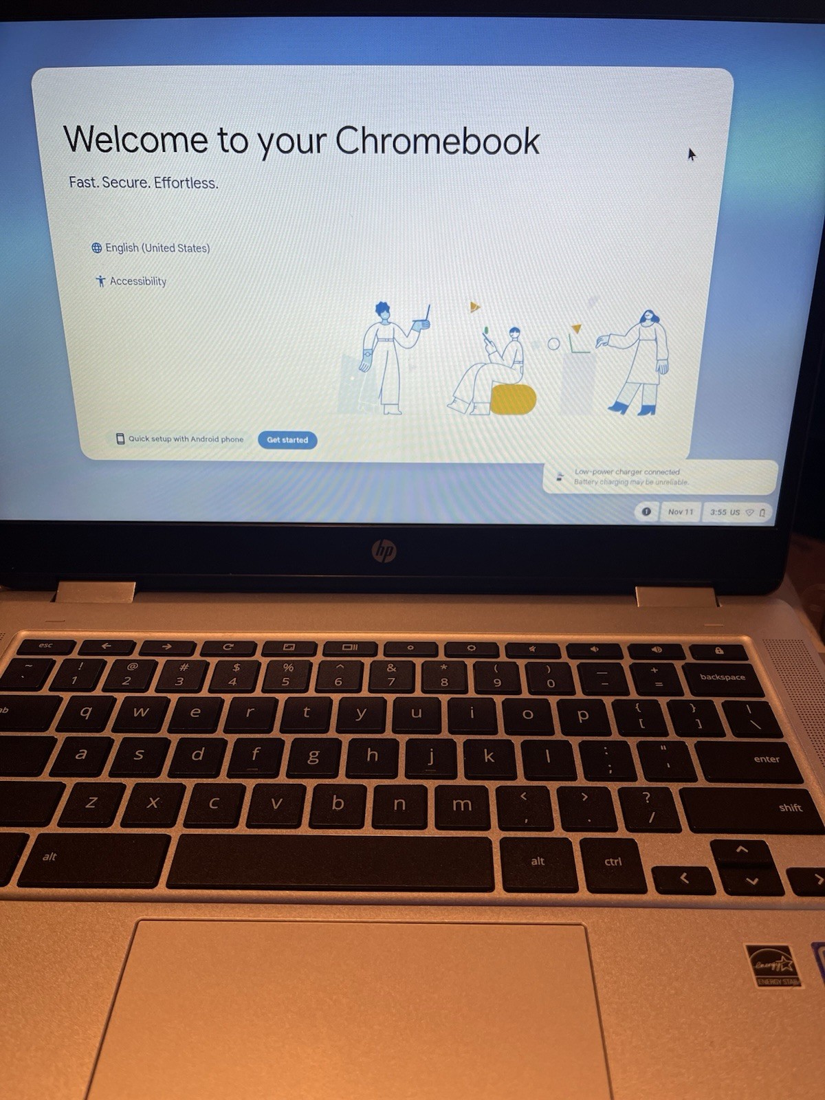 HP Chromebook Convertible 2-in-1 Laptop Chrome OS Silver USB SD Headphone Jack