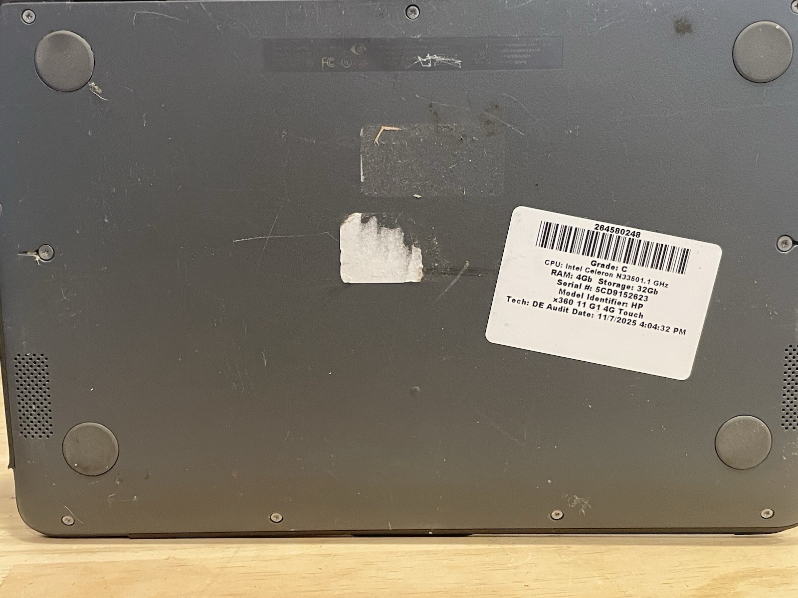 HP Chromebook x360 11 G1 EE Touch 11.6” Celeron N3350 4GB 32GB ChromeOS -Grade C