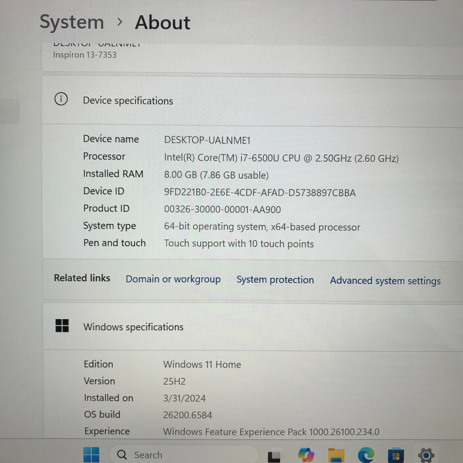 Dell Inspiron 13-7353 2-in-1 13.3″ Touch i7-6500U 8GB RAM 256GB SSD (Windows 11)