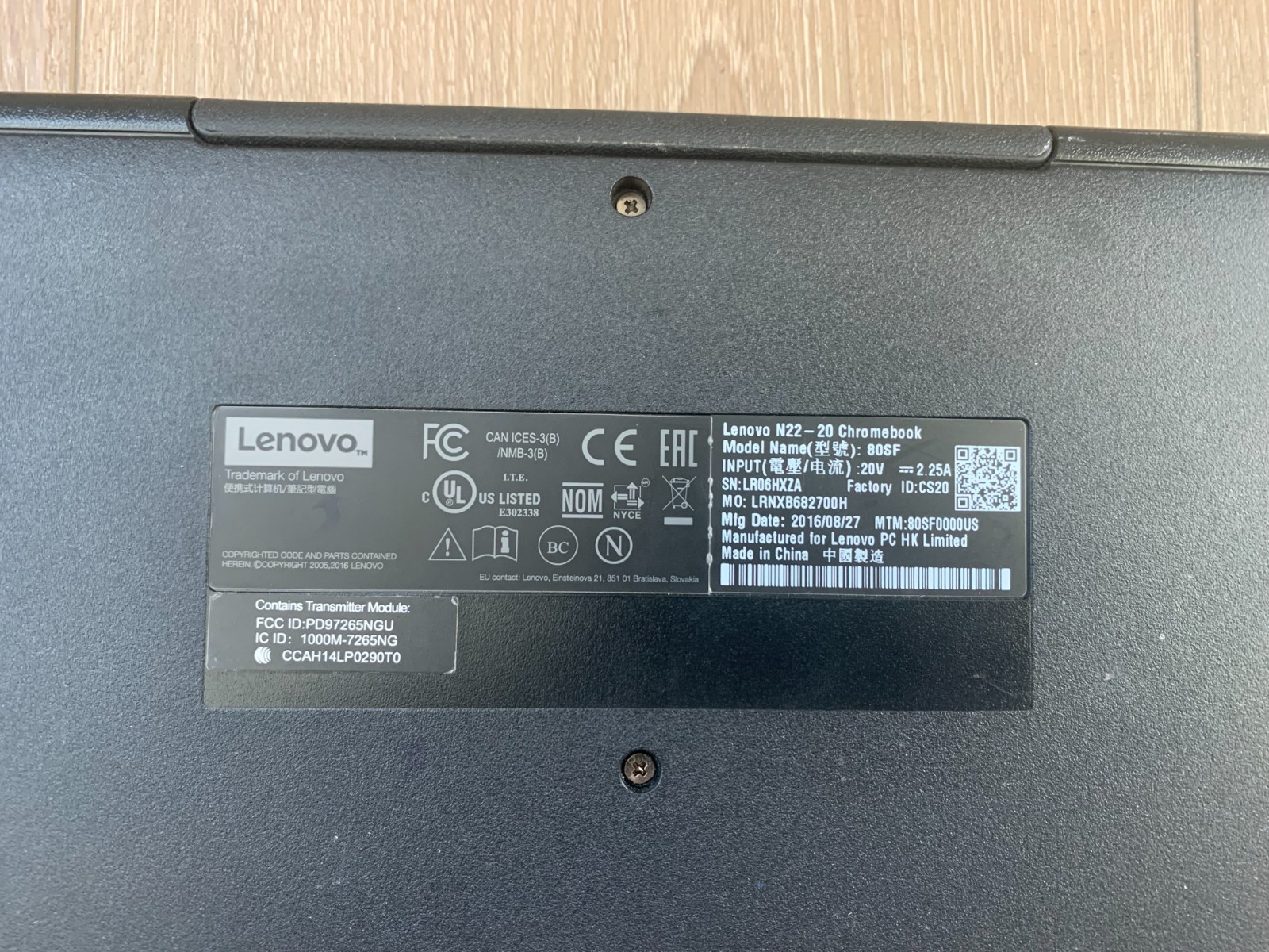 Lenovo N22-20 80SF Chromebook 11.6″ Intel Celeron N3050 1.6GHz 4GB RAM 16GB eMMC