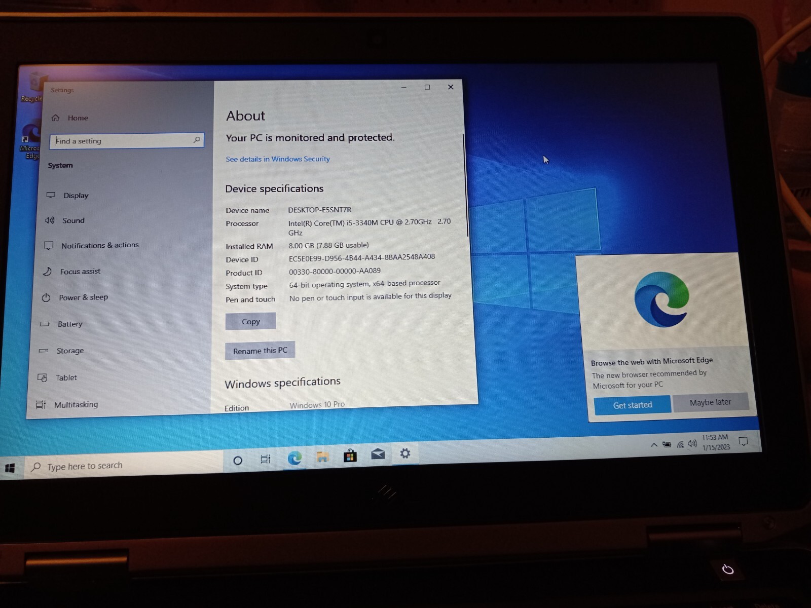 Dell Latitude E6330 13”Laptop – Intel Core i5-3340M 2.7GHz, 8GB Ram, 320GB, HDD