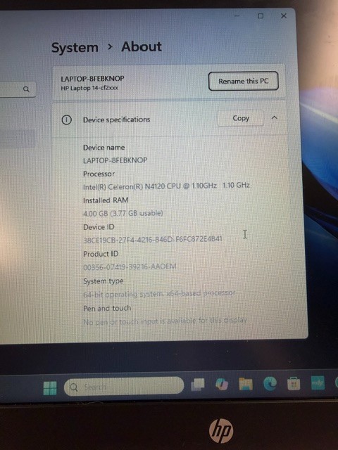 HP Laptop 14-cf2xxx 14″ Pink – 4GB RAM 64GB – Good Condition – NO CHARGER