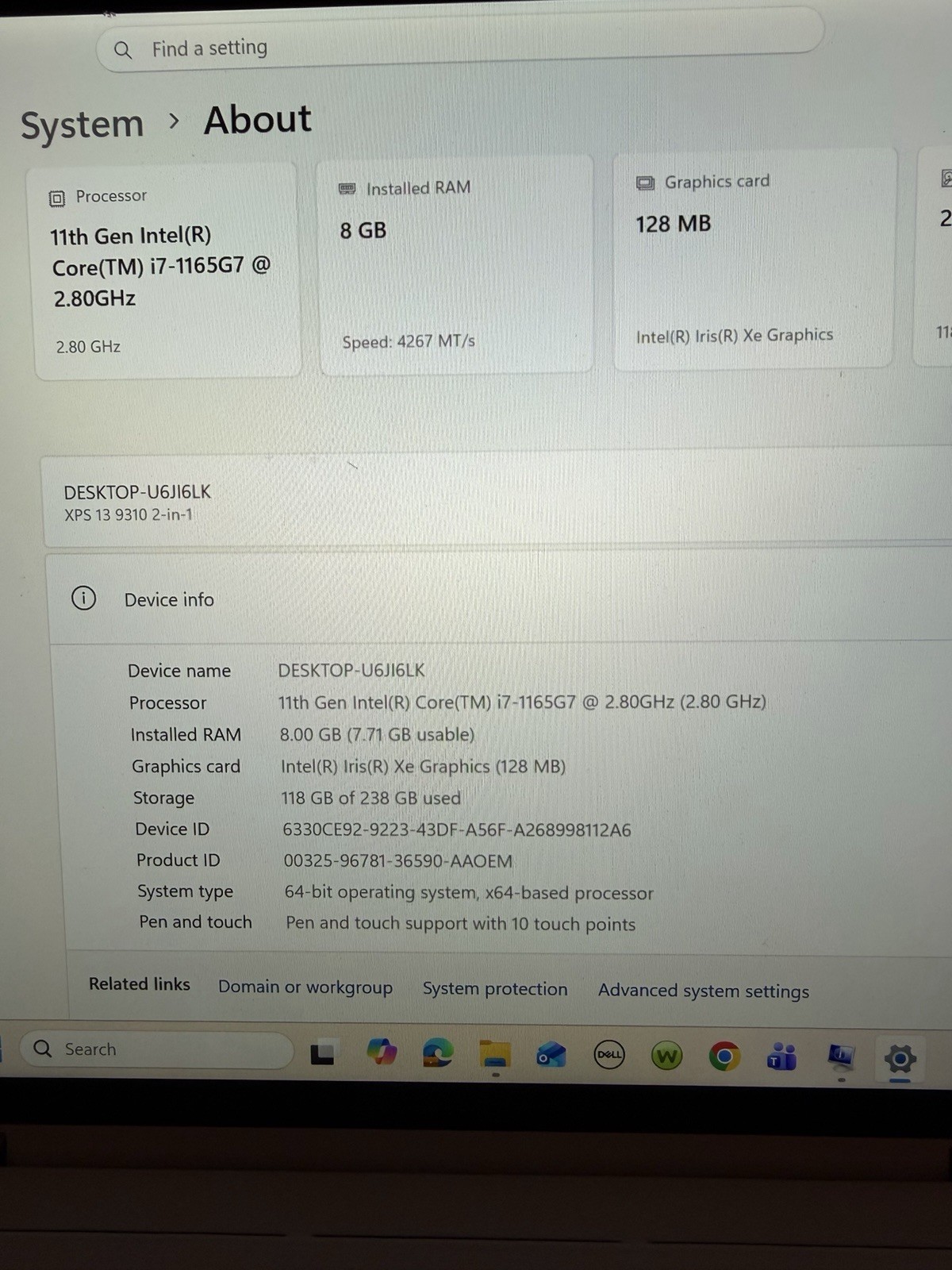 Dell XPS 13 9310 2-in-1 Laptop | i7-1165G7 | 8GB | 256GB SSD | Win 11 | Original