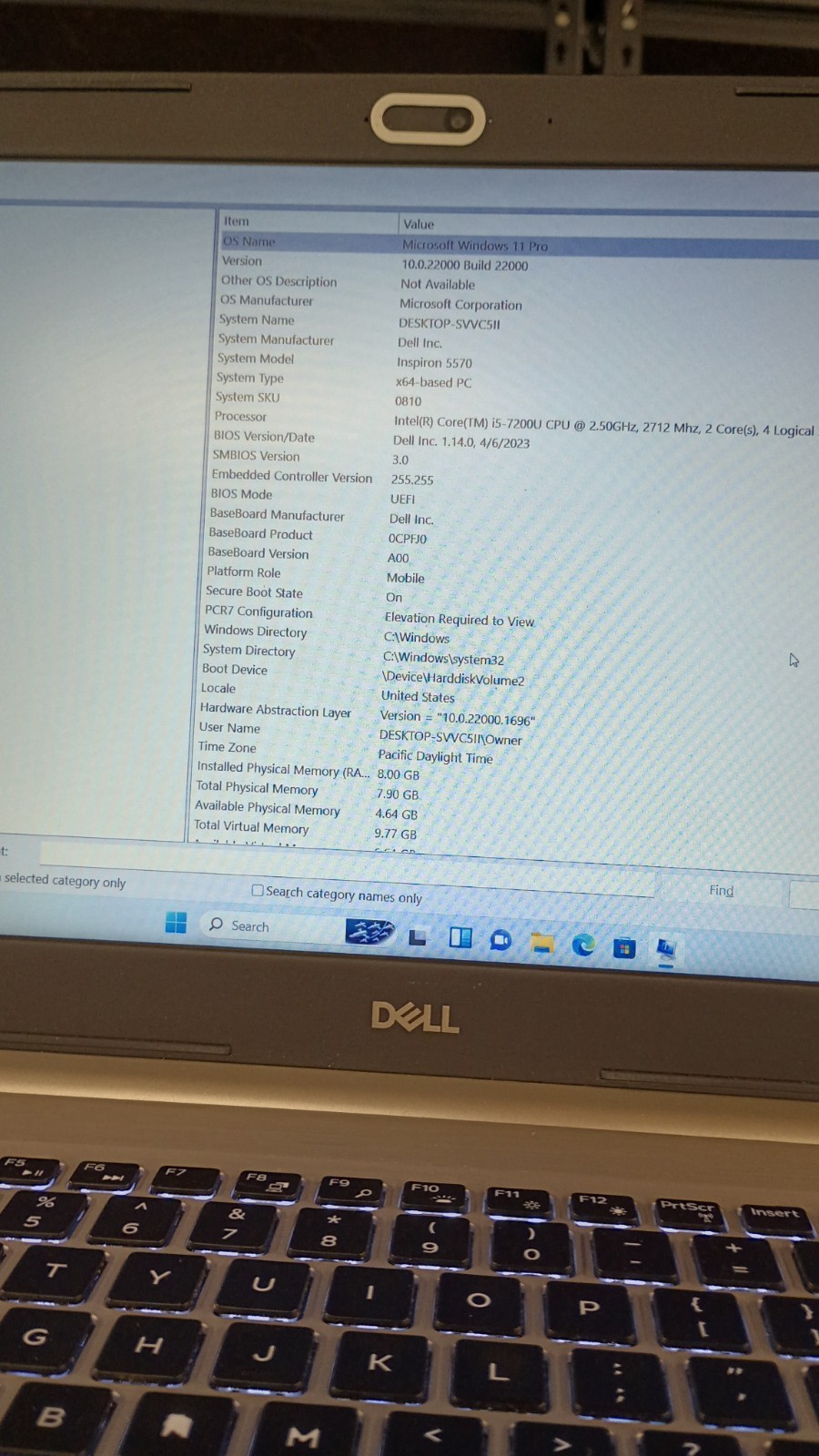 9083 Inspiron5570 w/charger.i5-7200U.Optical.8GB.256GB NVMe.15.6″FHD.W11 Pro