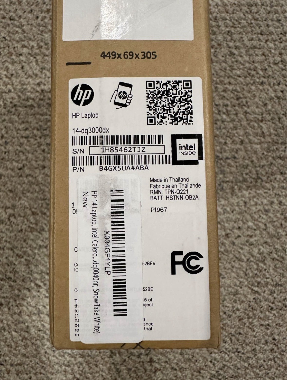 HP 14-dq3000dx Laptop 14in Celeron N4500 4GB 64GB eMMC Win 11 S White w AC Adapt