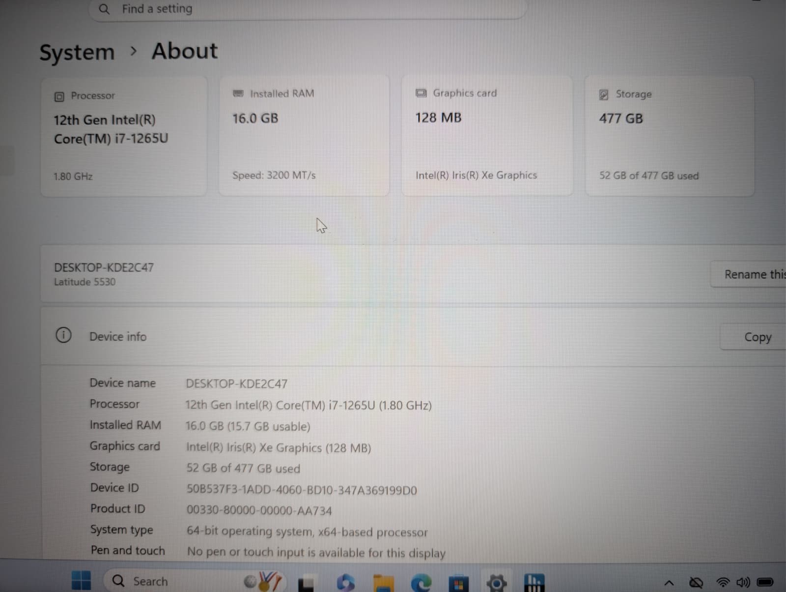 15″ Dell Latitude 5530 | i7 12th 16GB RAM 512GB SSD | FHD Backlit FPS Win 11 Pro