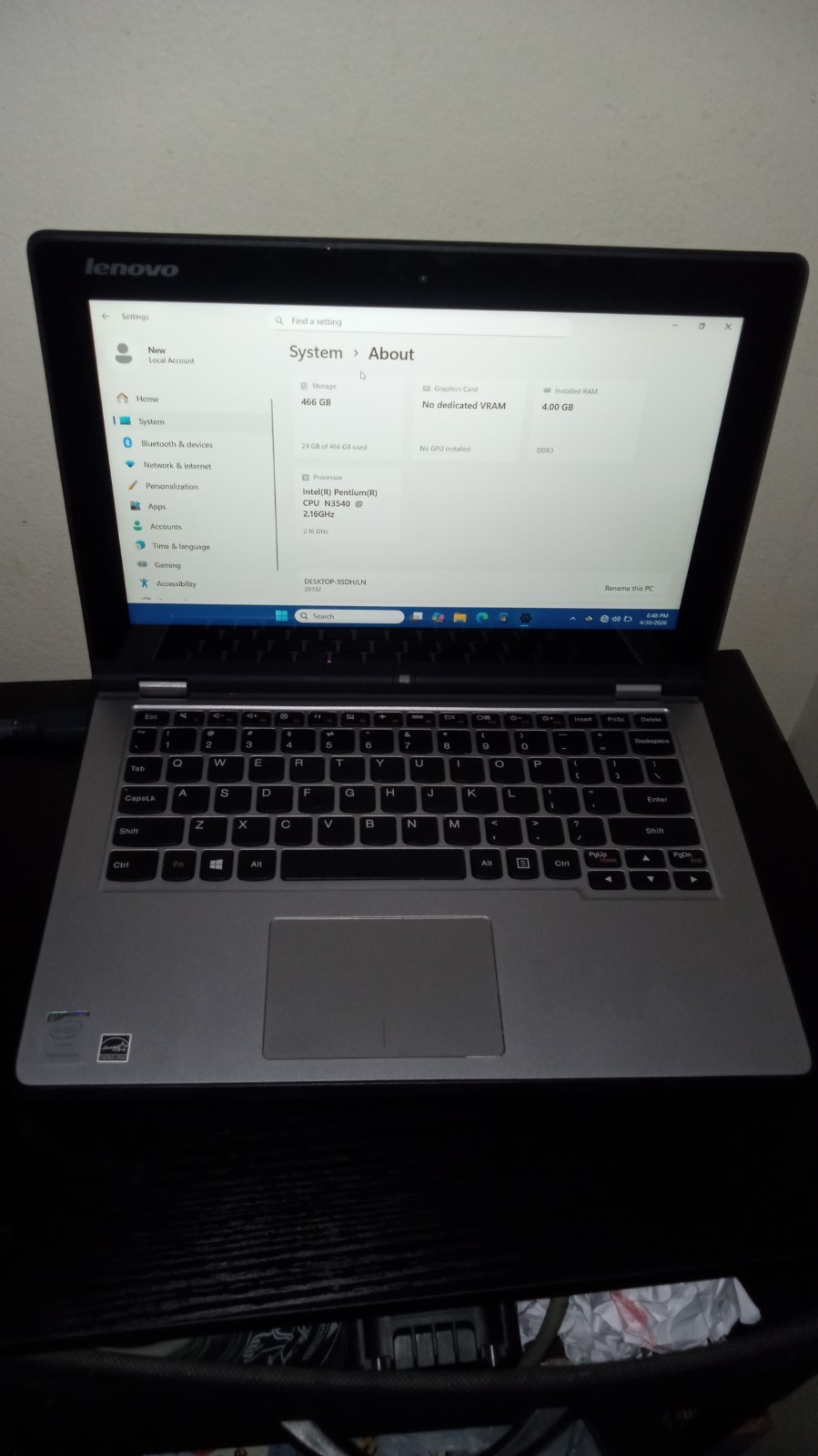 Lenovo N3540@2.16ghz 500gb ssd 4gb ram