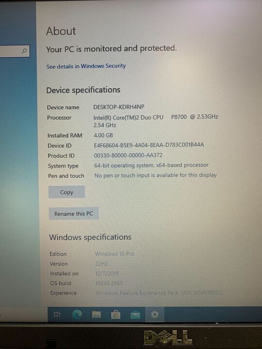 Dell Latitude E5400 14″ Laptop Intel Core 2 Duo 2.53GHz 4GB RAM 160GB HDD W10Pro