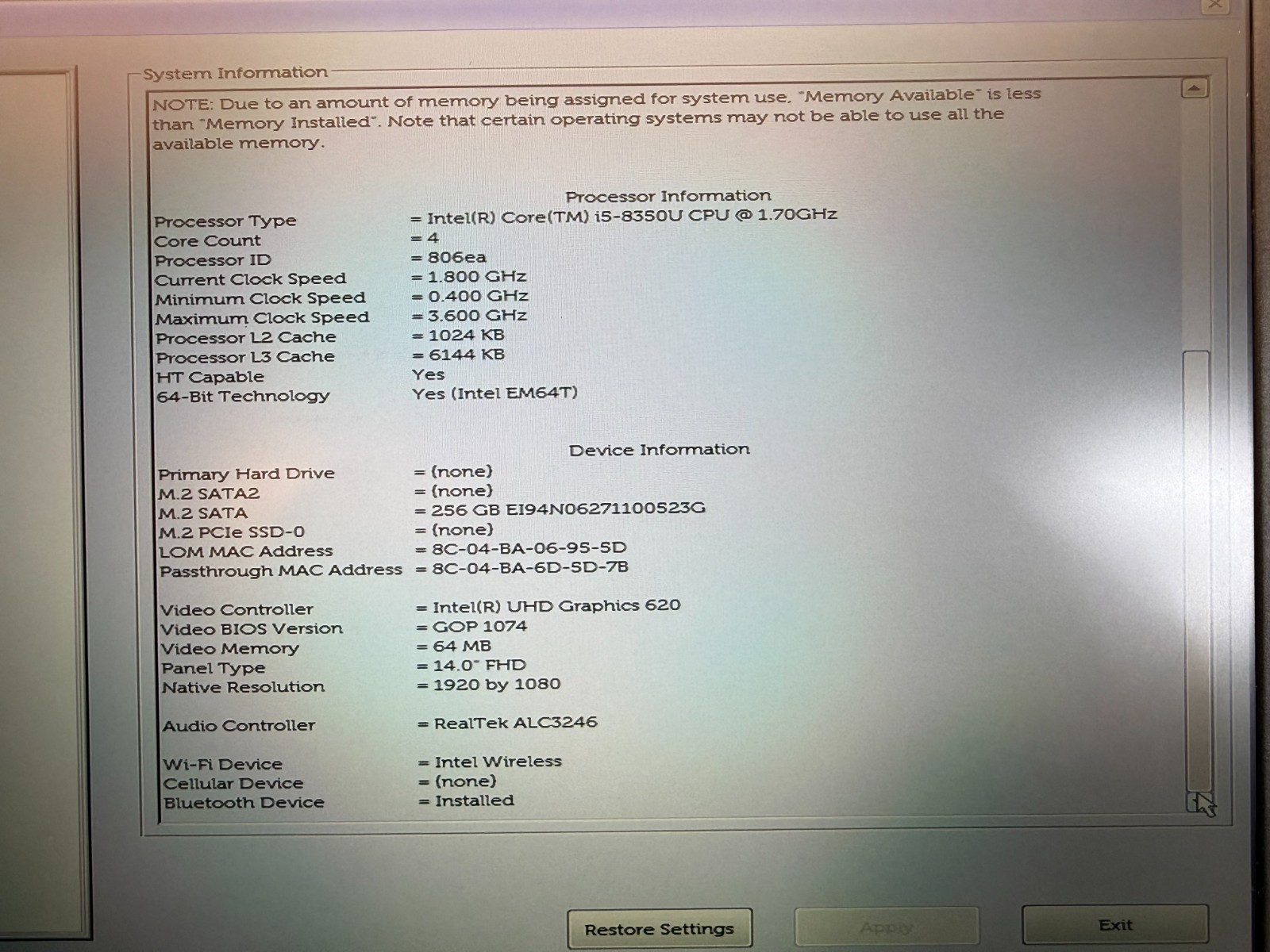 Dell Latitude 5490 14 FHD i5-8350U 8th Gen 8GB 256GB M.2 Win 11 Pro +Charger