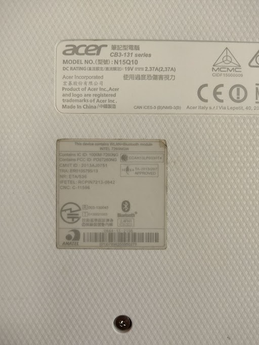 Acer CB3-131 Chromebook N15Q10 Works Cosmetic Damage Notebook Laptop Silver 0760