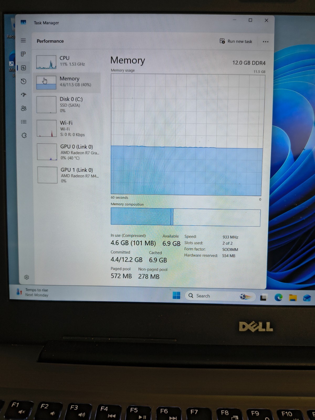 Dell Inspiron 15-5565 AMD A12-9700P Radeon R7 GPU 12GB 192GB SSD Win11Home