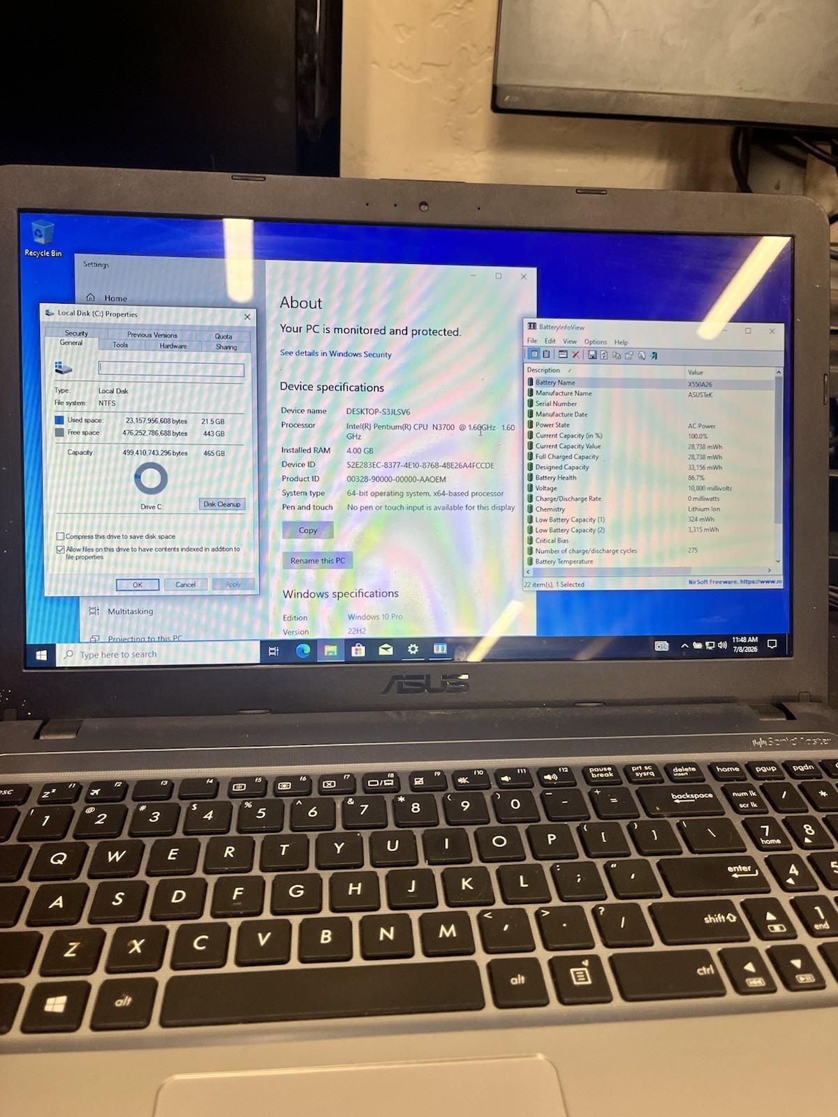Asus X540S w/Pentium N3700, 4GB RAM, 500GB HDD, 15.6″