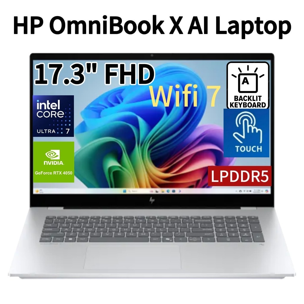 HP OmniBook X 17-dd0057nr, 17.3″ Touch, Intel Core Ultra 7, RTX 4050,16GB LPDDR5