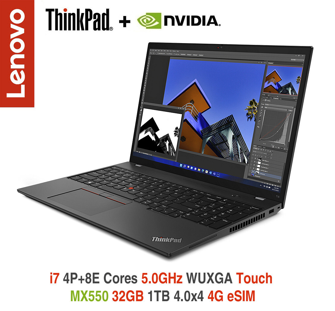 ThinkPad T16 i7 1360P 5.0GHz MX550 WUXGA Touch 32GB 1TB 4G Premier Plus Warranty