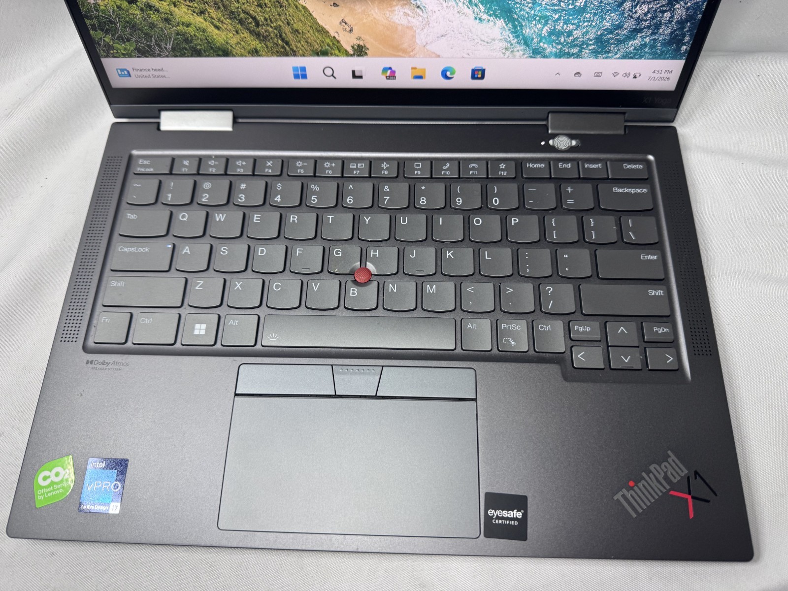 Lenovo ThinkPad X1 Yoga Gen 7 Laptop, 14″, i7-1270p, 32GB RAM, 512GB SSD, WIN11