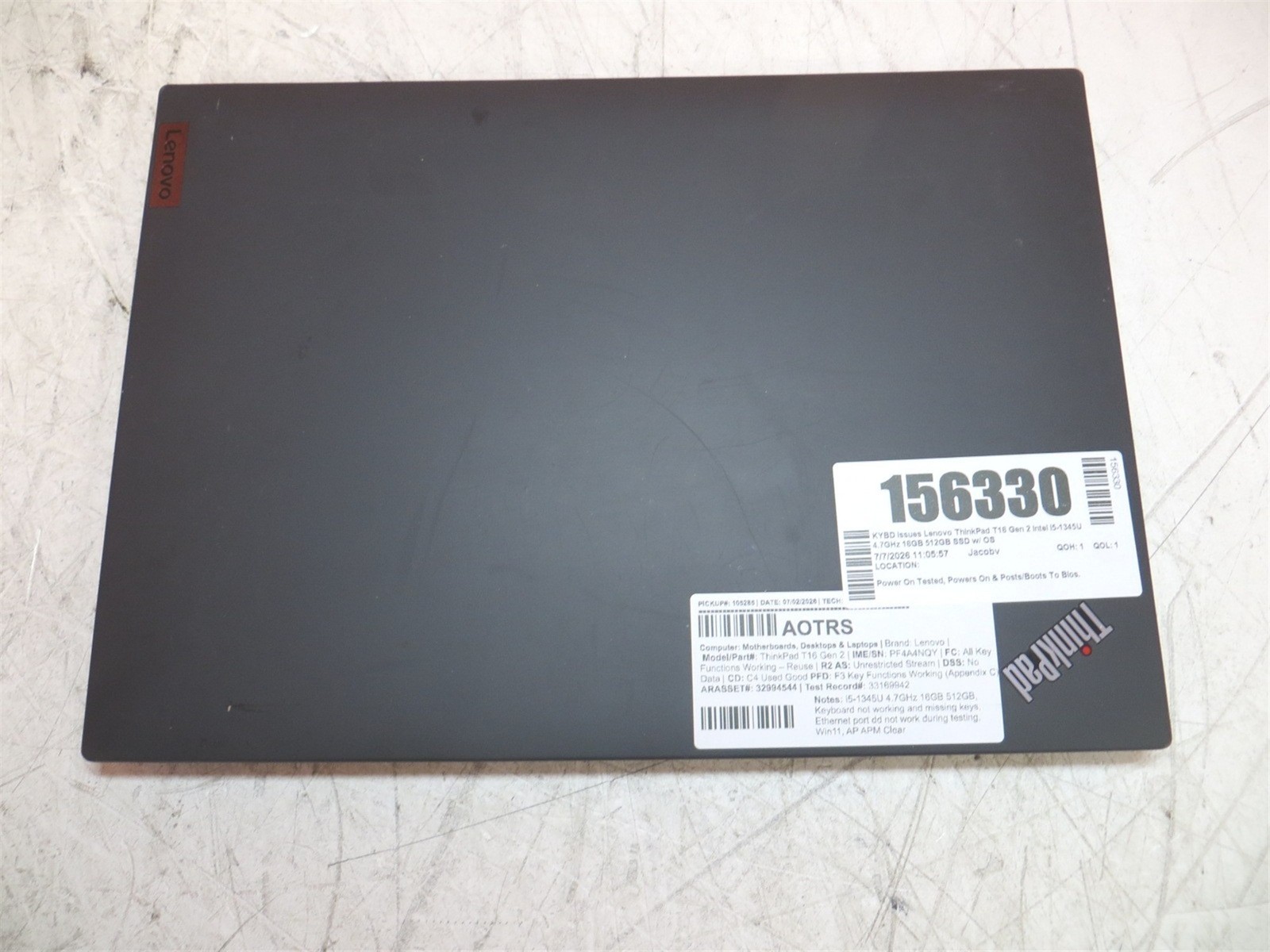 Keyboard Issues Lenovo ThinkPad T16 Gen 2 Intel i5-1345U 4.7GHz 16GB 512GB w/OS