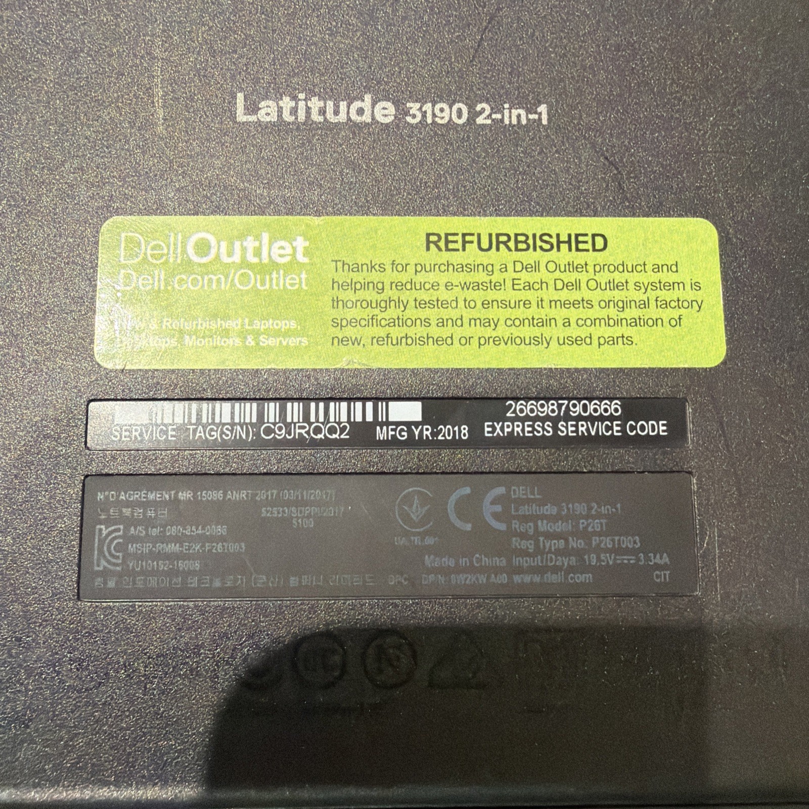 Dell Latitude 3190 2-in-1 Intel Celeron 11.6″ Notebook – see description