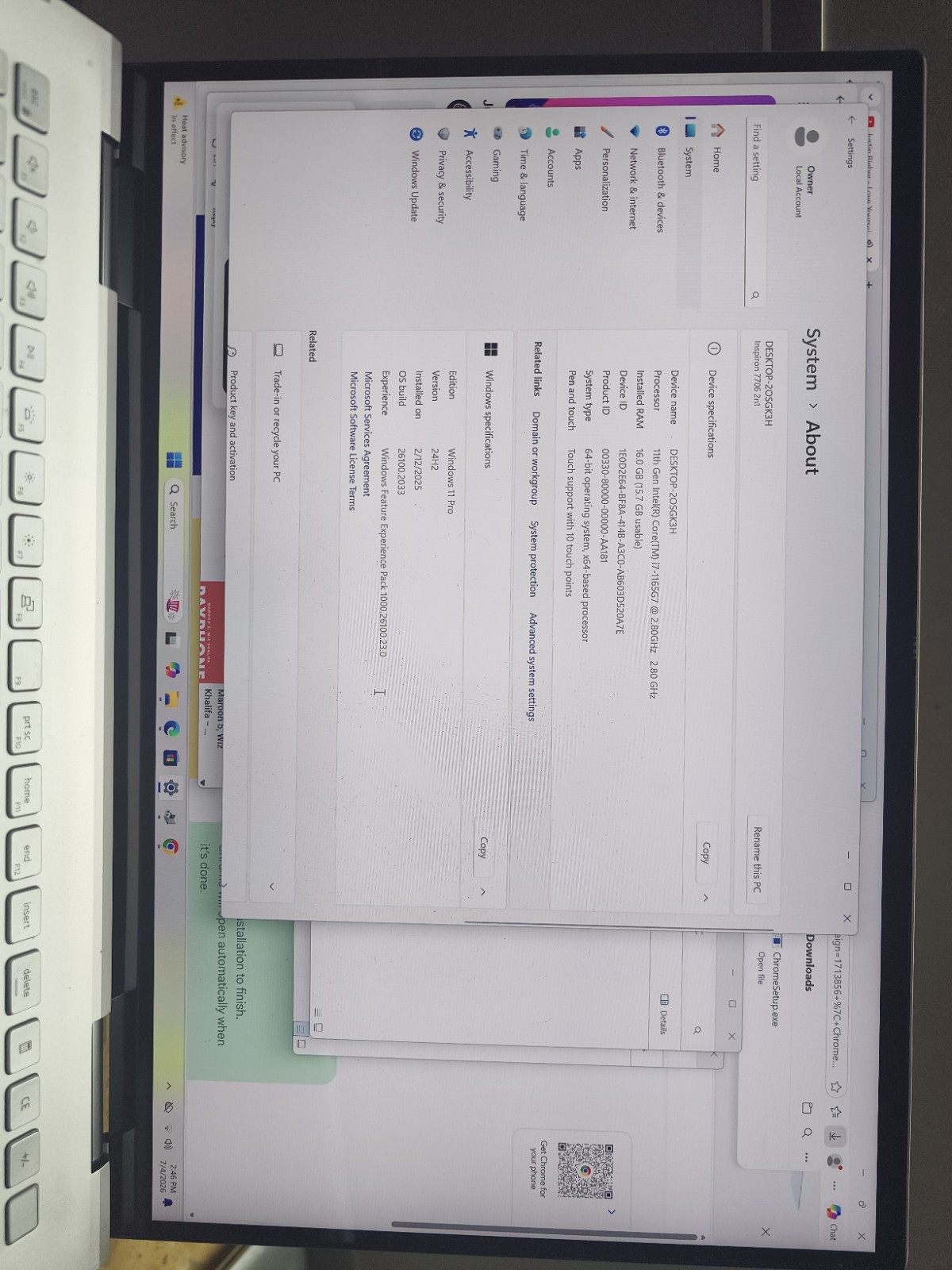 Dell Inspiron 17 7706 2n1 i7-1165G7 16GB RAM 512GB SSD