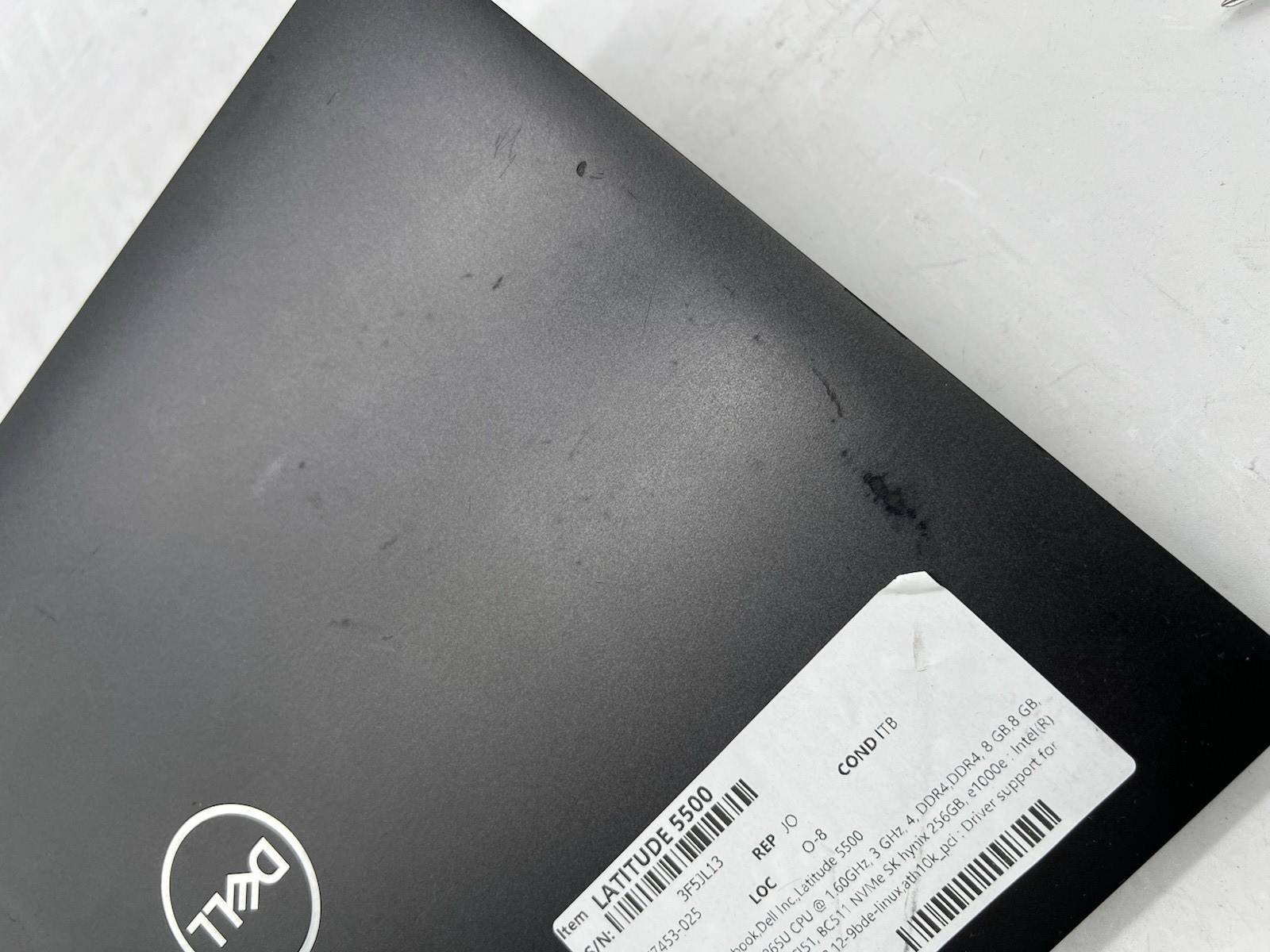 Dell Latitude 5500, i5-8265U, @ 1.60GHz, 16GB RAM, 256GB NVMe, No OS , w/Charger