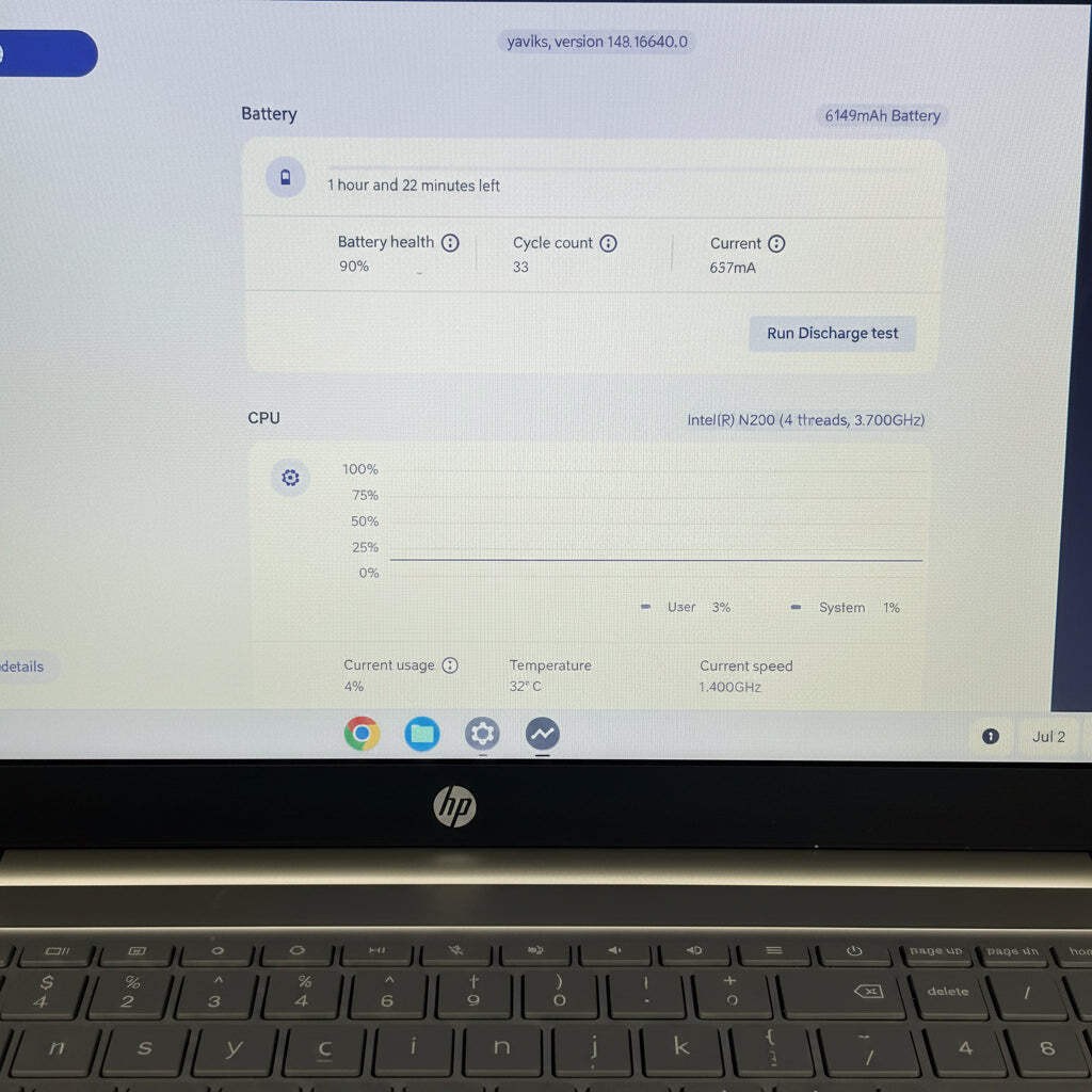 HP Chromebook 15a-nb0013dx – 15.6″ Intel N200 3.2 GHz, 8GB RAM, 64GB w/ Charger