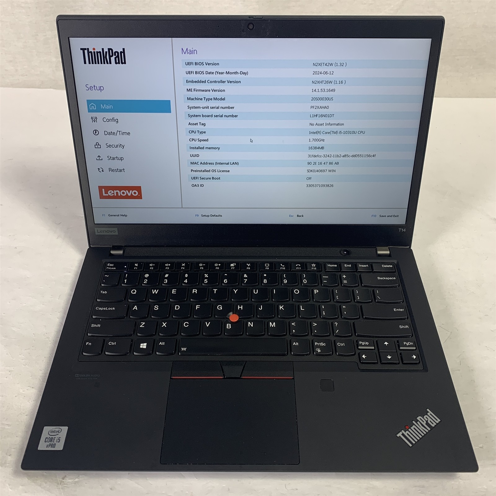 Lenovo ThinkPad T14 G1 14″ Laptop i5-10310U 1.7GHz 16GB 256GB NVMe SSD – Win 11