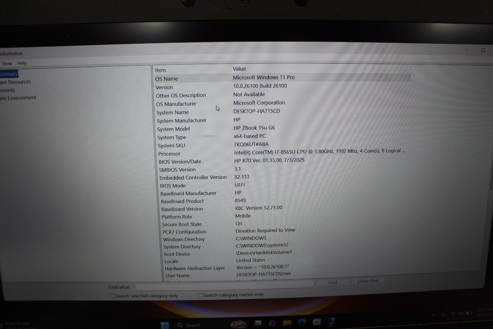 HP ZBook 15UG6 I7-8565U 256GB NvME SSD 16GB DDR4 Win11Pro- C Description