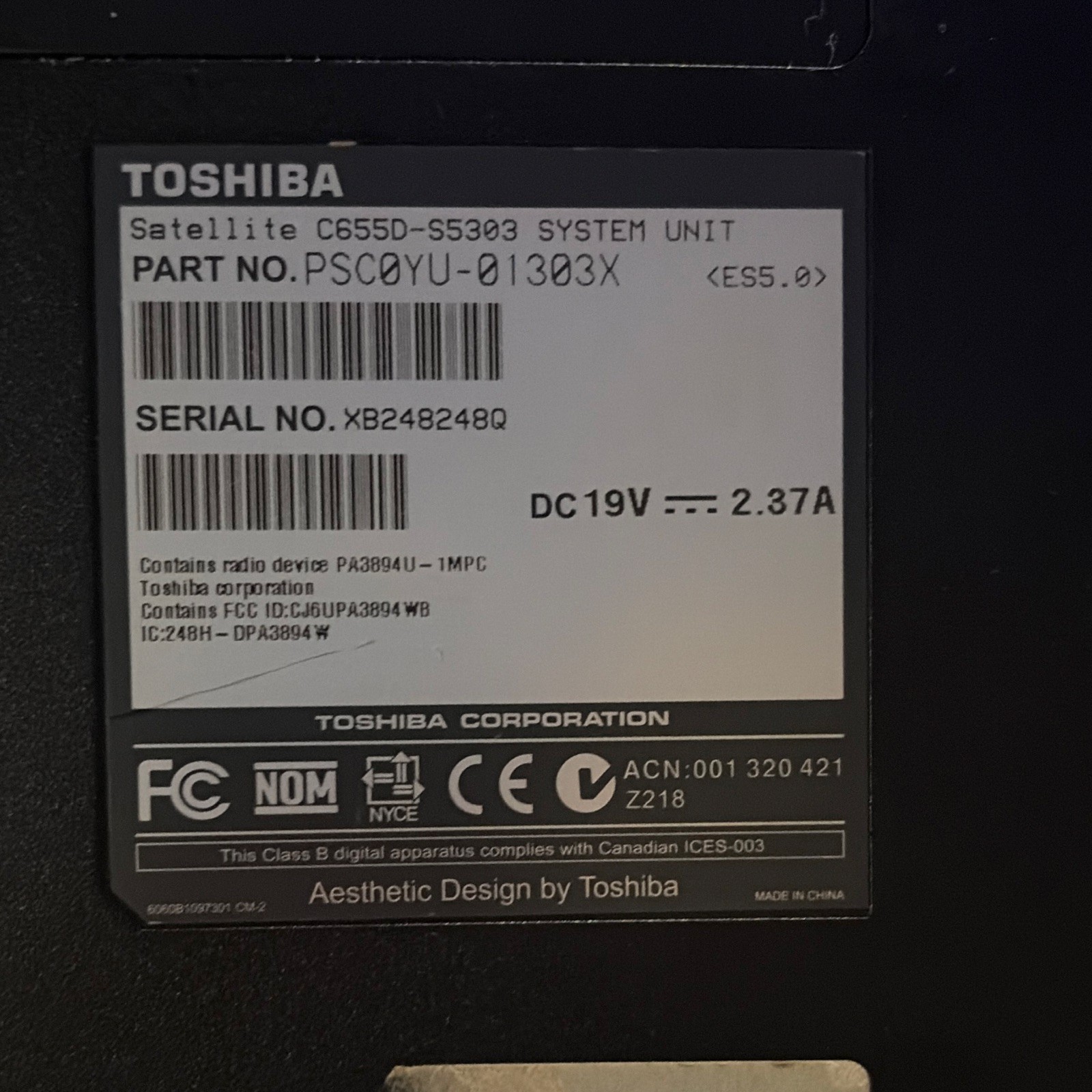 Toshiba Satellite C655D-S5303 15.6″ AMD E 1.60GHz 4GB 320GB Win 7 Black