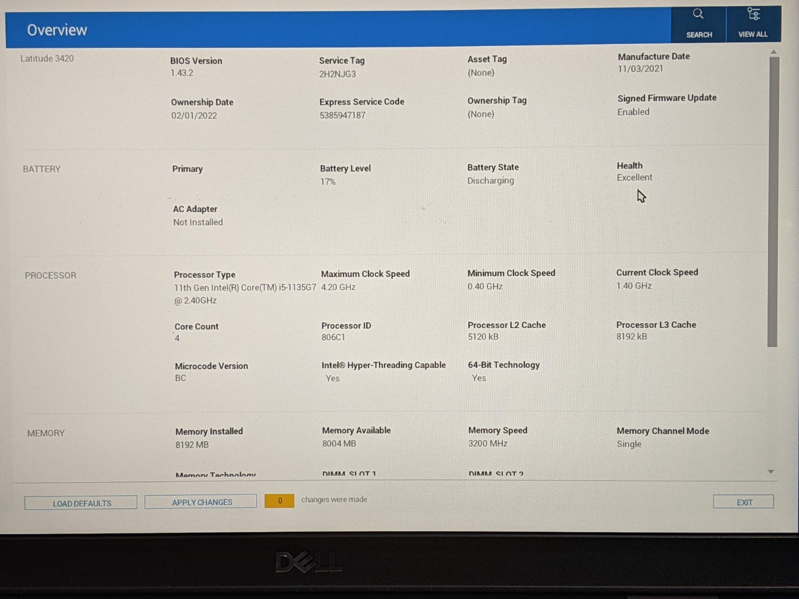 Dell Latitude 3420 14″FHD Intel Core i5-1135G7 2.4GHz 8GB 256GB SSD Win11Pro +PA