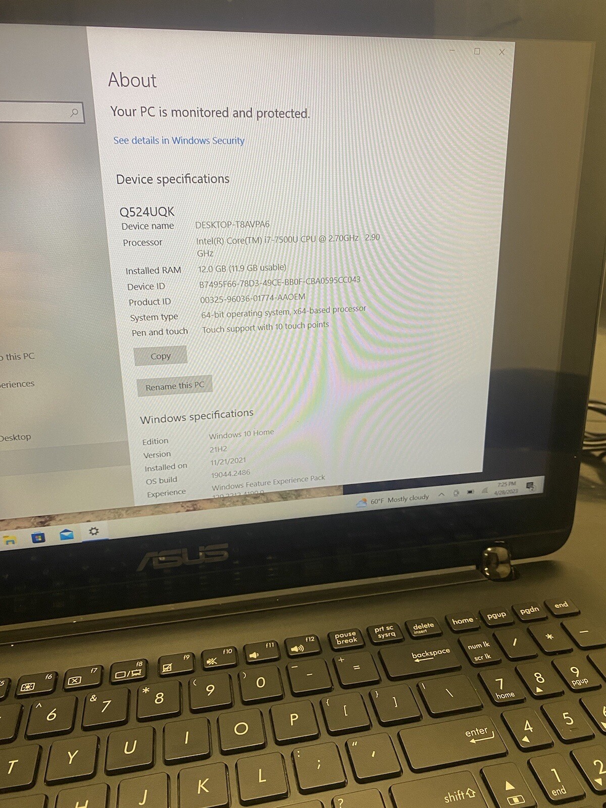 ASUS Q524 Laptop & HP OfficeJet Printer