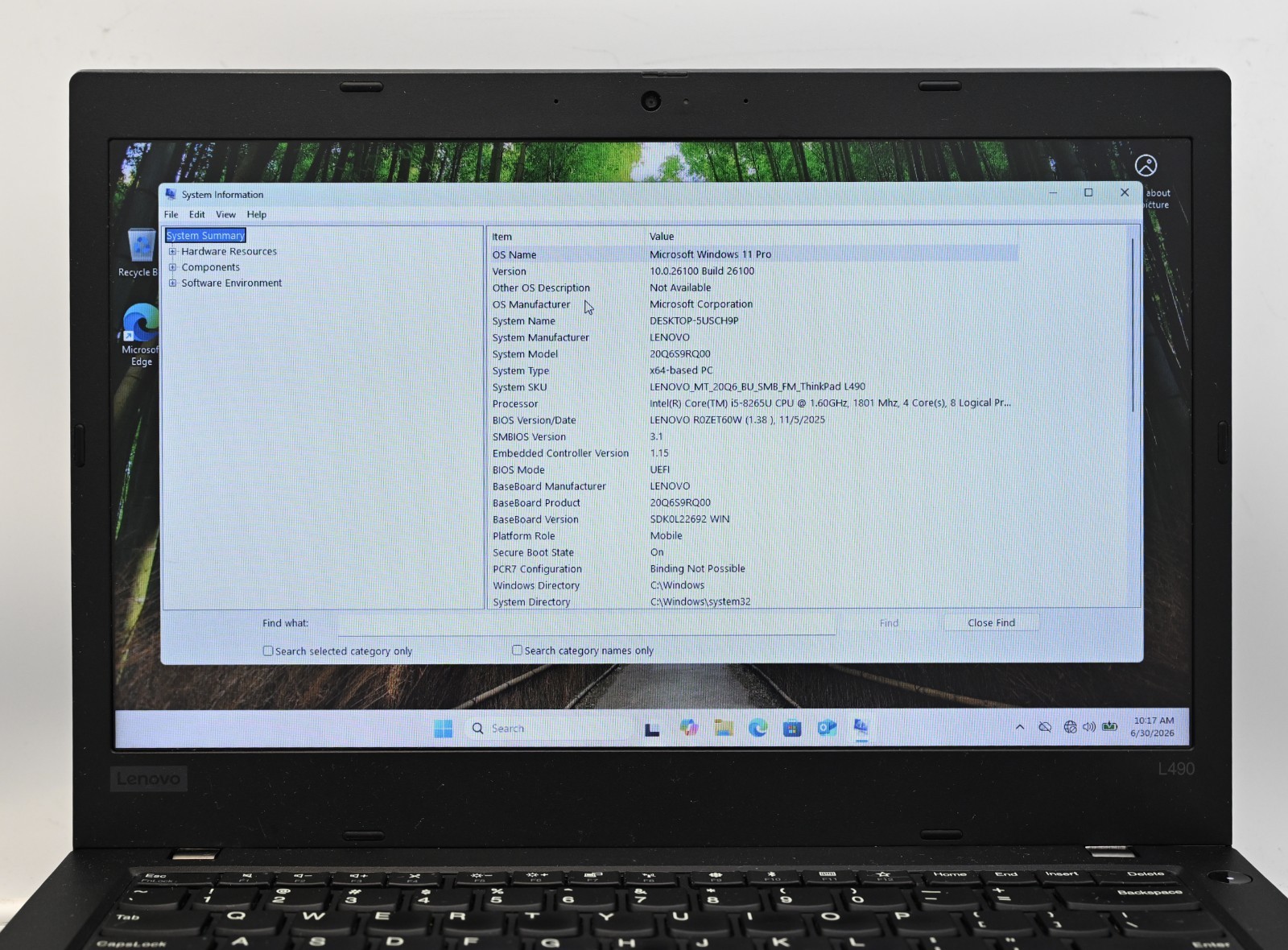 Lenovo Thinkpad L490 i5-8265u 1.6GHz 8GB RAM 256GB SSD – Windows 11 Pro