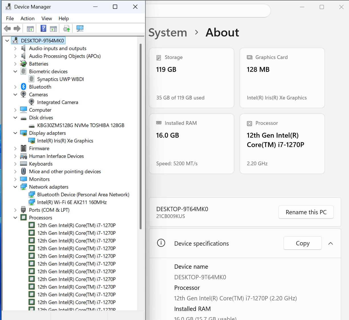 Lenovo Thinkpad X1 Carbon Gen 10 14″ TOUCH i7-1270P 16GB DDR5 128GB SSD T12-C8