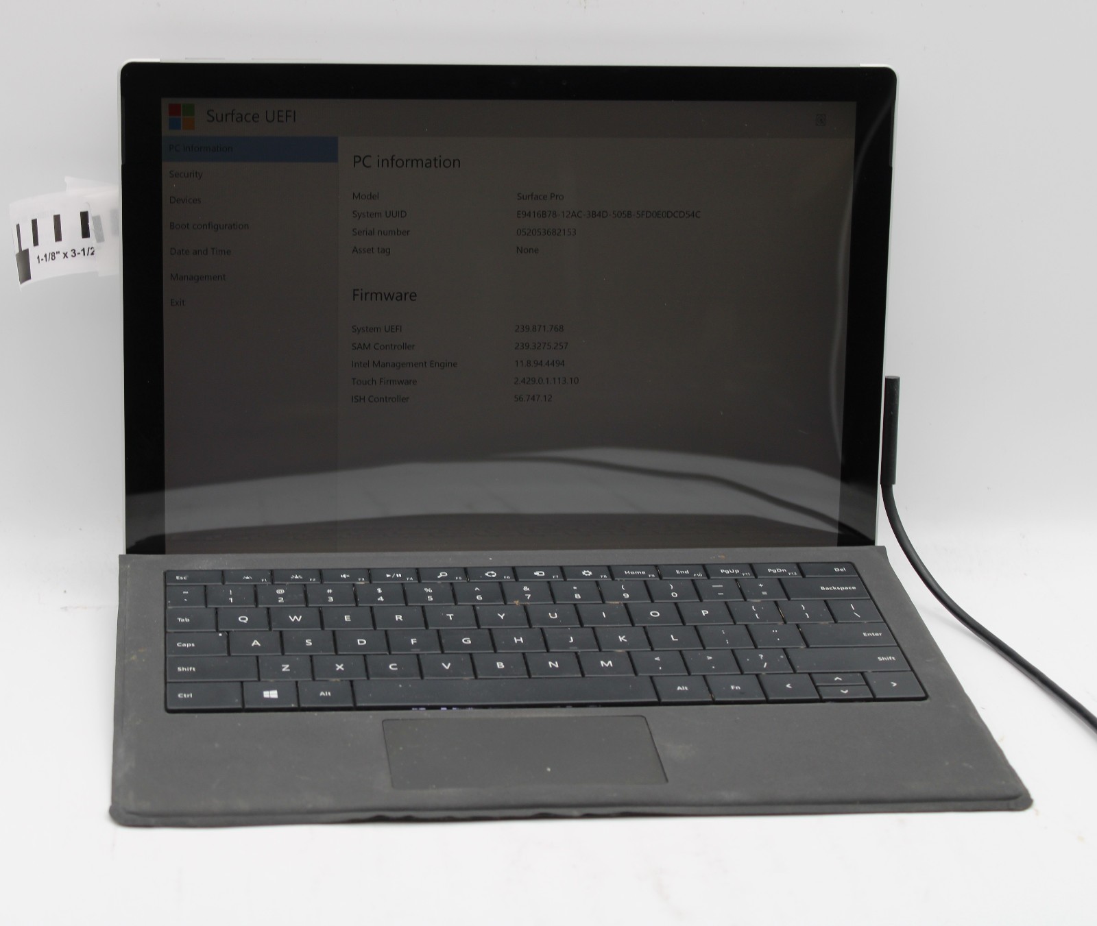 Microsoft Surface Pro 5 1796 _ m3-7Y30 _ 4GB RAM _ 128GB Internal SSD _ No OS