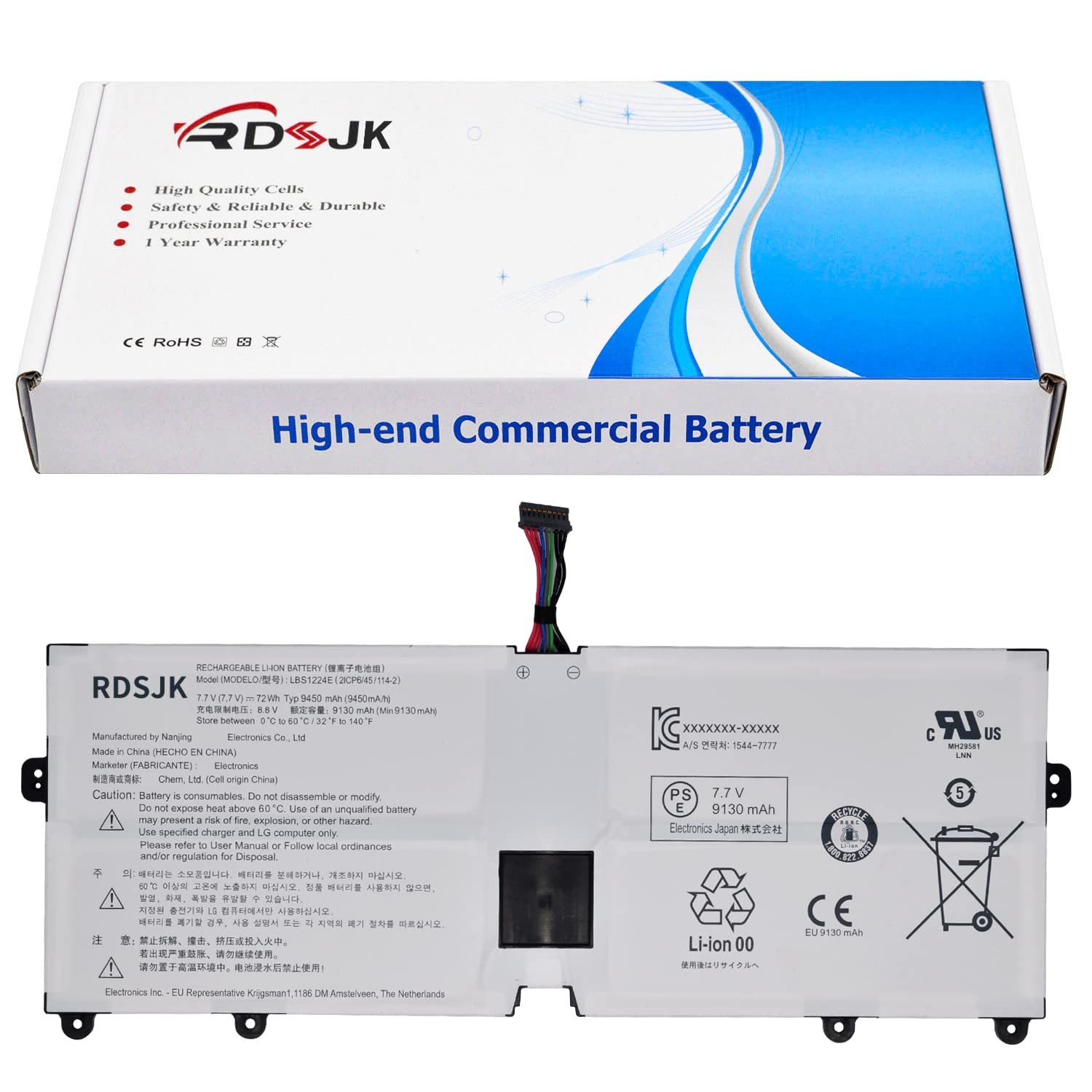 LBS1224E Laptop Battery for LG Gram 13Z980 13Z990 14Z990 15Z980 17Z990 7.7V 72Wh