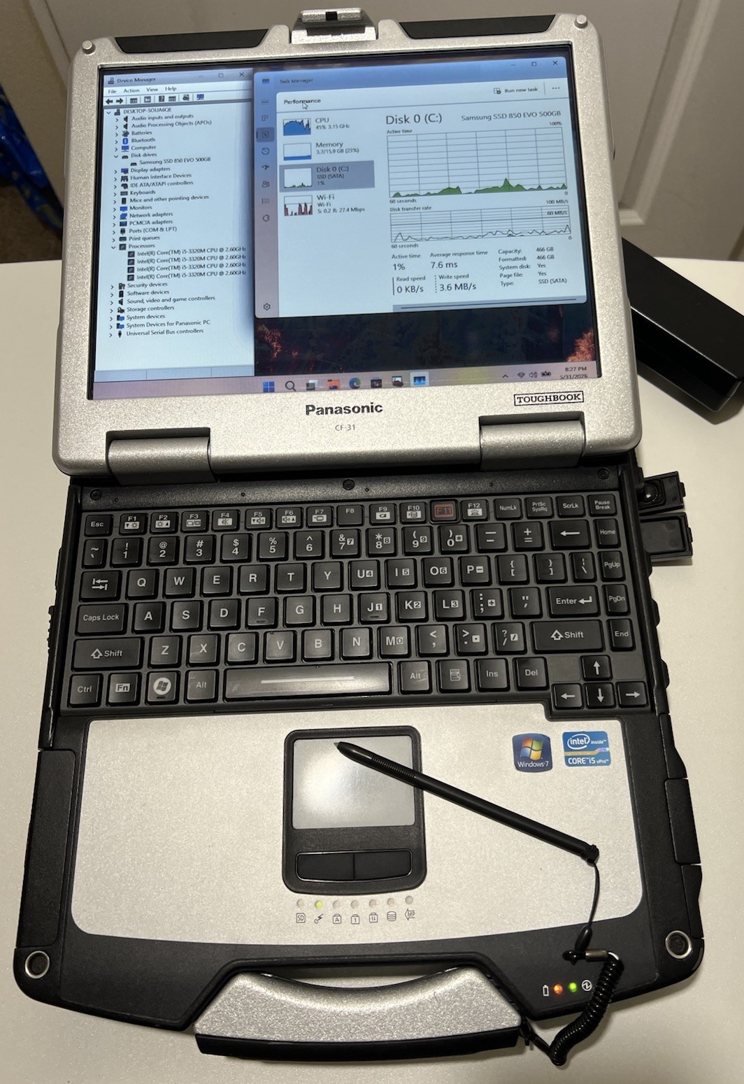 Panasonic Toughbook CF31 MK3 Touch Corei5 2.60GHZ 16GB RAM 500GB SSD Win 11 PRO