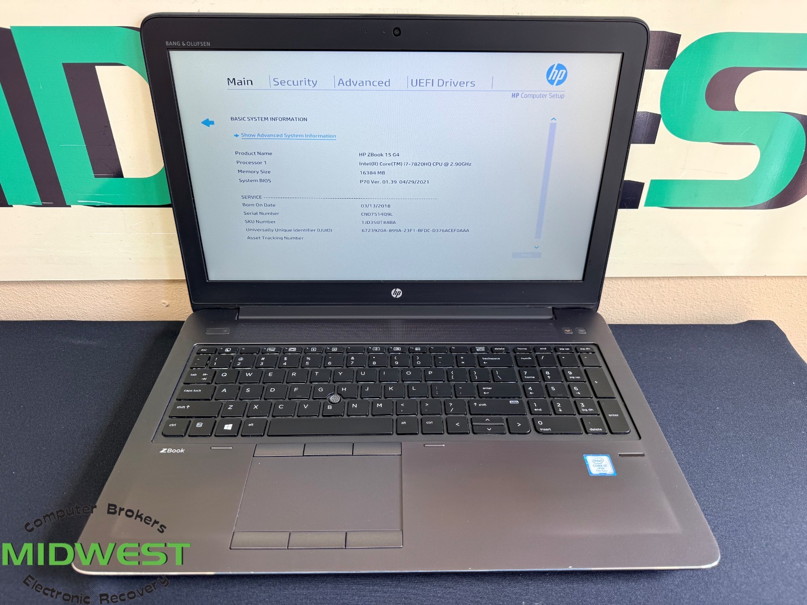 HP ZBook 15 G4 i7-7820HQ 2.9GHz 16GB 512GB SSD