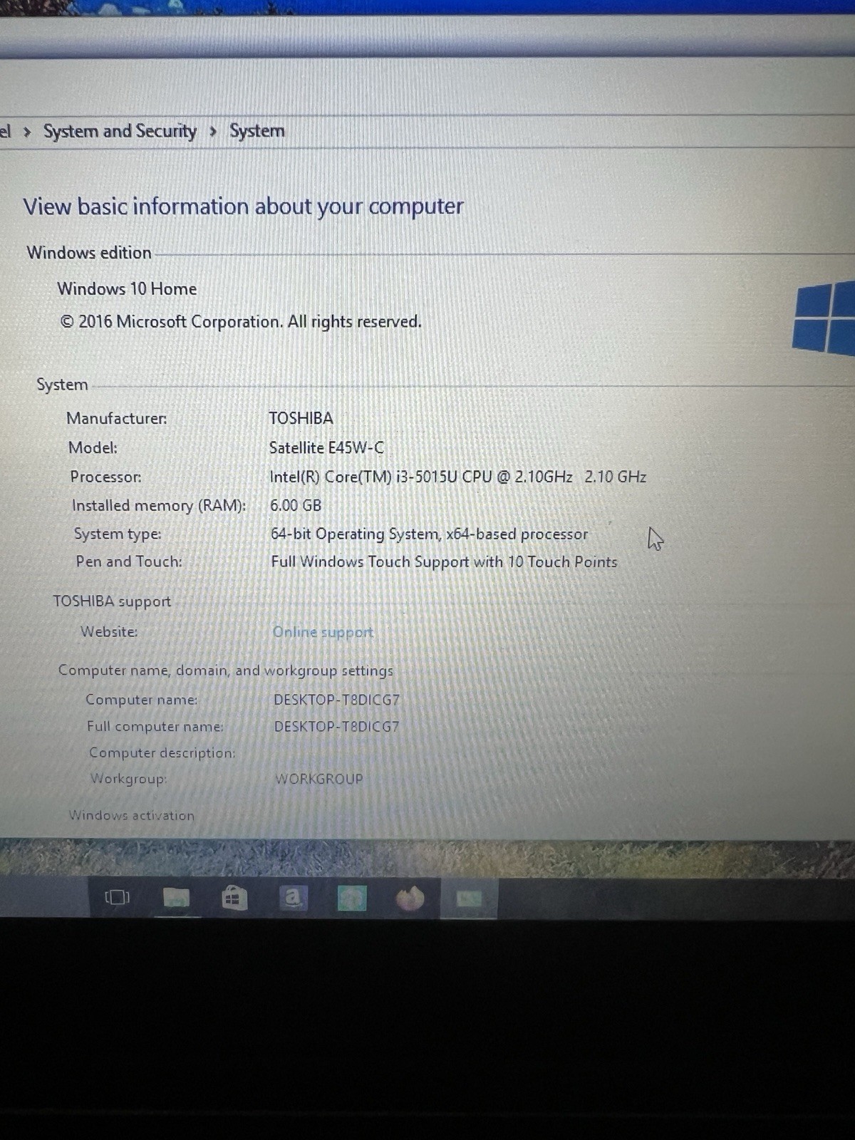 Toshiba Satellite E45W-C4200X 14in. 500GB, 6GB RAM Intel Core i3 5th Gen. 2.1GHz
