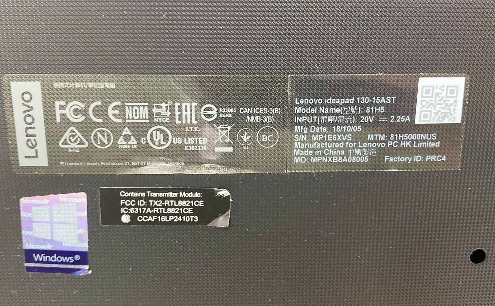 Lenovo Ideapad 130-15AST 15.6″ AMD A6-9225 Windows 10 Laptop DVD Drive