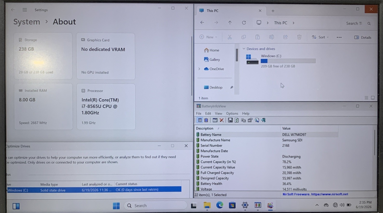 Dell Latitude 3400, Core i7-8565U@1.8GHz, 8GB RAM, 256GB SSD, NVidia MX130, W11P