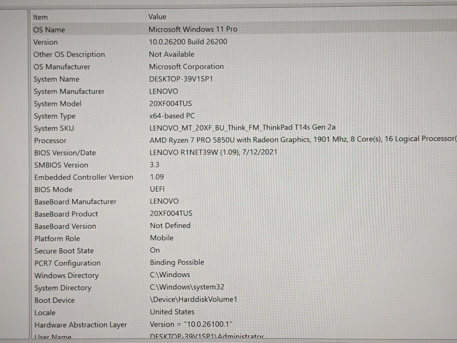 Lenovo ThinkPad T14s Gen 2a 14″FHD Ryzen 7 Pro 5th 1.9GHz 16GB 512GB 99tt +PA