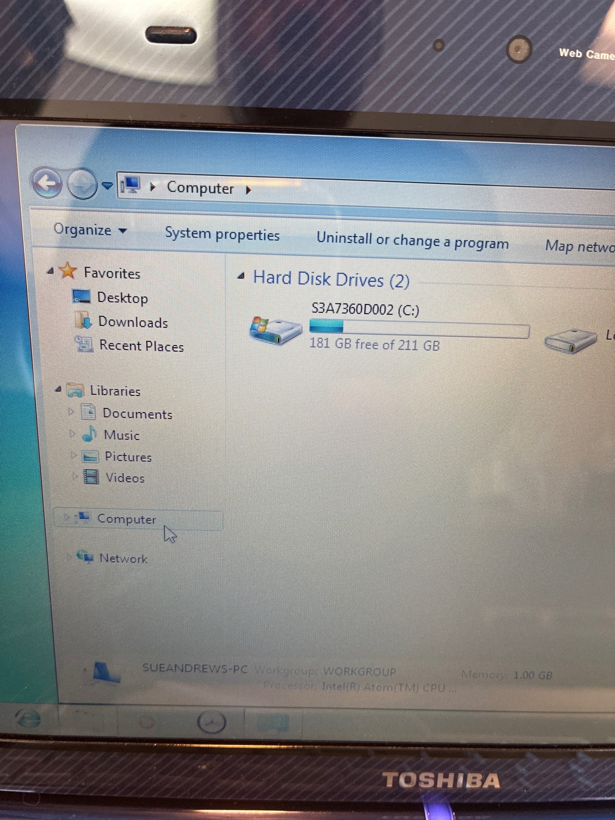 Grade A 🔥 Toshiba NB200-00C 10.1 inch Atom N280 2GB 250G HD Win 7 + Ac adapter